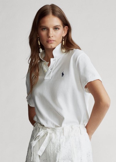 Polo Ralph Lauren Classic Fit Frayed Polo Shirt Dame Danmark (DCBWX0596)